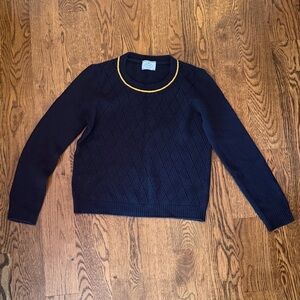 Prada Navy Sweater with Gold Trim